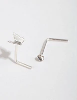 Sterling Silver Mini Butterfly Nose Studs