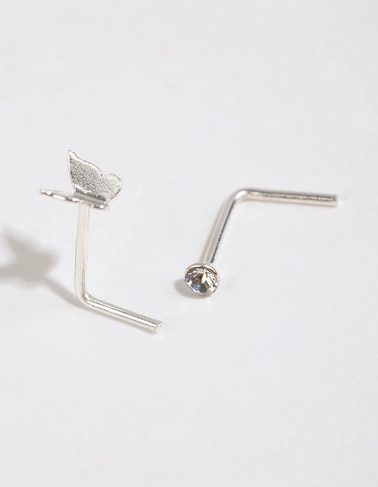 Sterling Silver Mini Butterfly Nose Studs