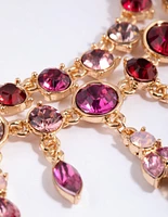 Red & Pink Mixed Cut Diamante Necklace