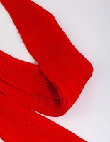 Red Short Pleated Fabric Bandana Hair Scarf