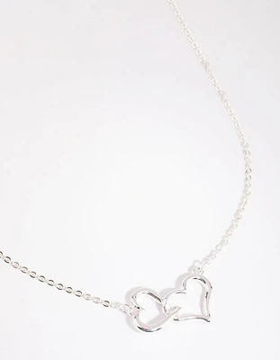 Silver Interlocked Hearts Necklace
