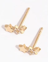 Gold Plated Sterling Silver Star Cluster Stud Earrings