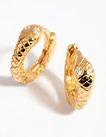 Gold Plated Sterling Silver Snake Huggie Earrings