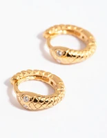 Gold Plated Sterling Silver Snake Huggie Earrings