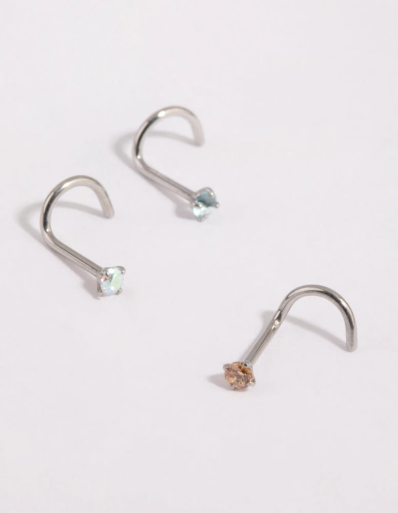 Surgical Steel Light Stone Nose Stud Pack