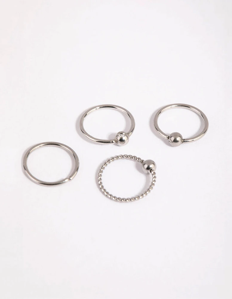 Surgical Steel Textured Nose Ring 4-Pack