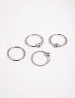 Surgical Steel Textured Nose Ring 4-Pack