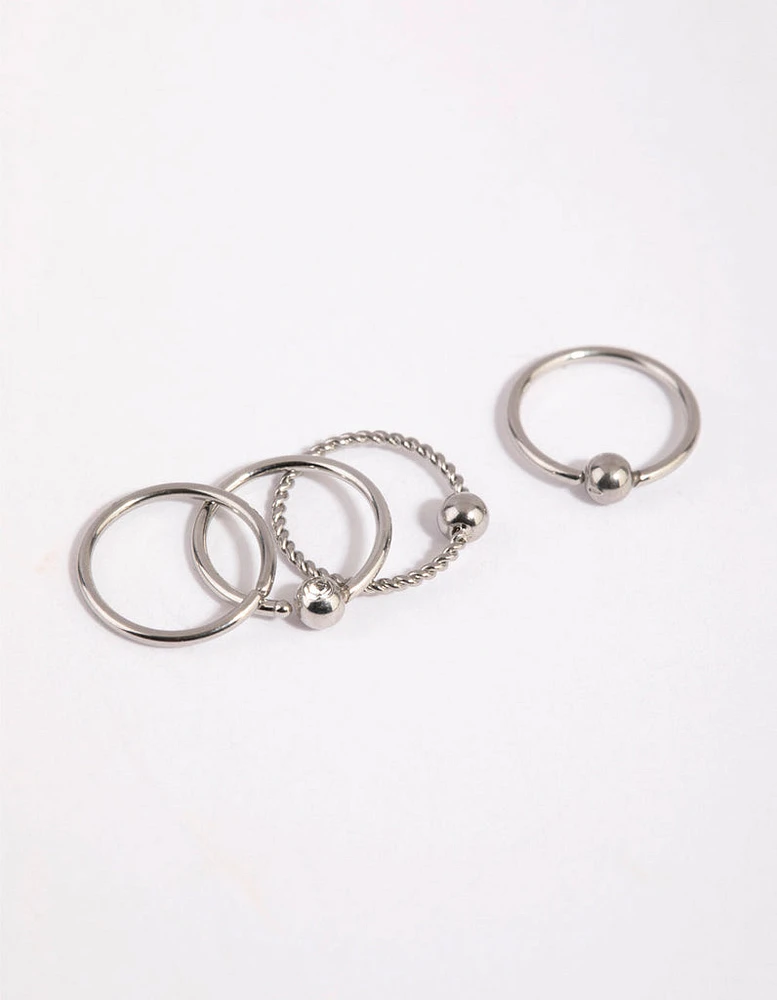 Surgical Steel Textured Nose Ring 4-Pack