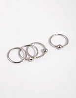 Surgical Steel Textured Nose Ring 4-Pack