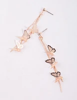 Rose Gold Butterfly Drop Earrings