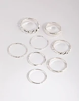 Silver Mixed Texture Ring Pack