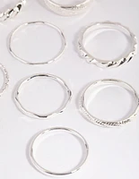 Silver Mixed Texture Ring Pack