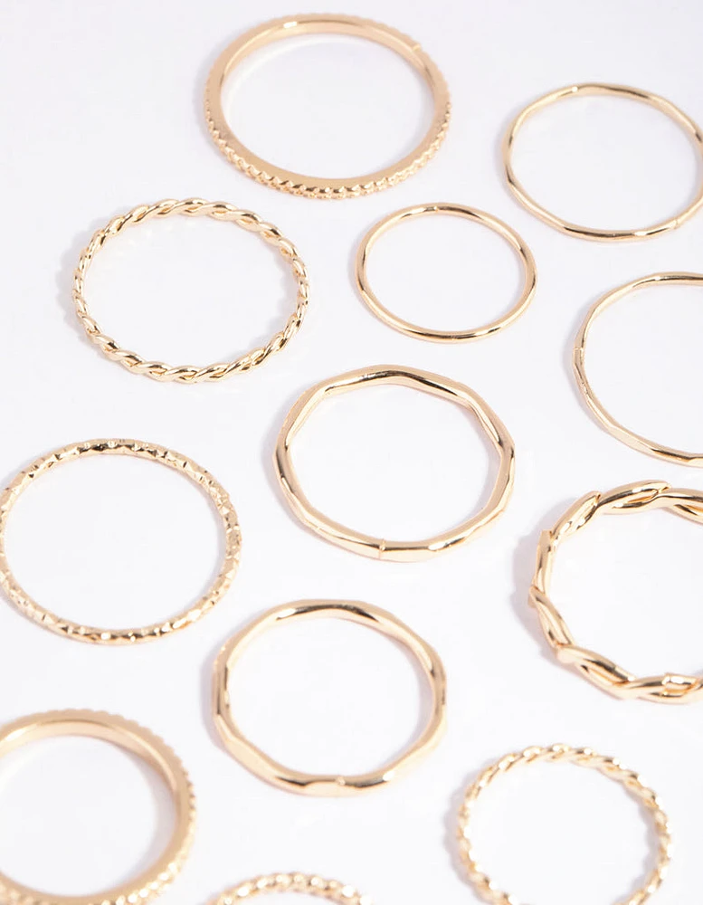 Gold Fine Mixed Band Ring Pack