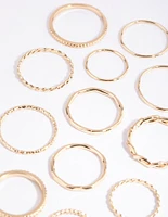 Gold Fine Mixed Band Ring Pack