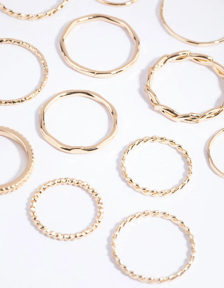 Gold Fine Mixed Band Ring Pack