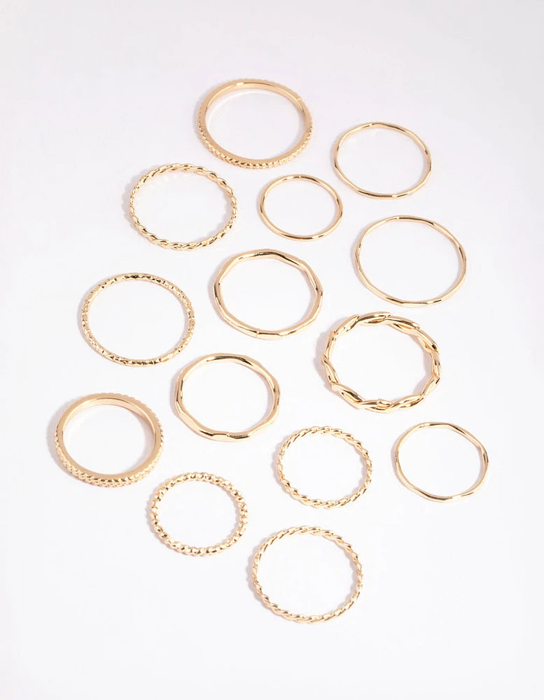 Gold Fine Mixed Band Ring Pack