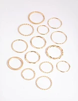 Gold Fine Mixed Band Ring Pack