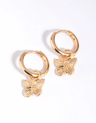 Gold Butterfly Huggie Earrings