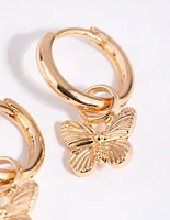 Gold Butterfly Huggie Earrings