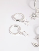 Silver Celestial Huggie Earring Pack