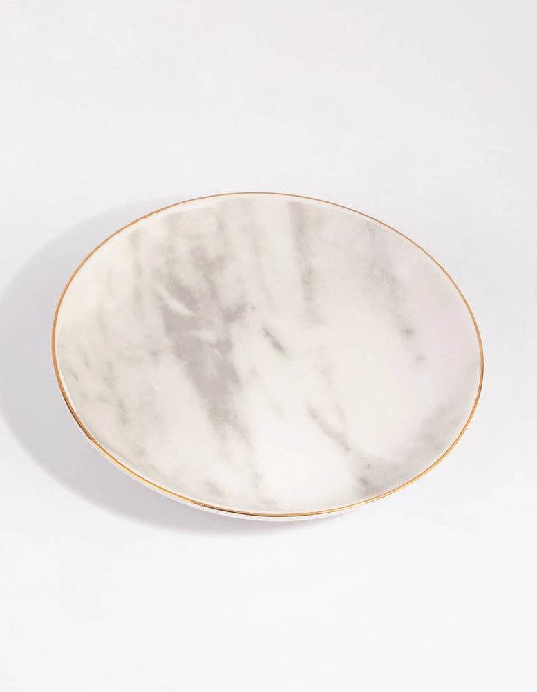 Round Gold Trim Ceramic Trinket Tray