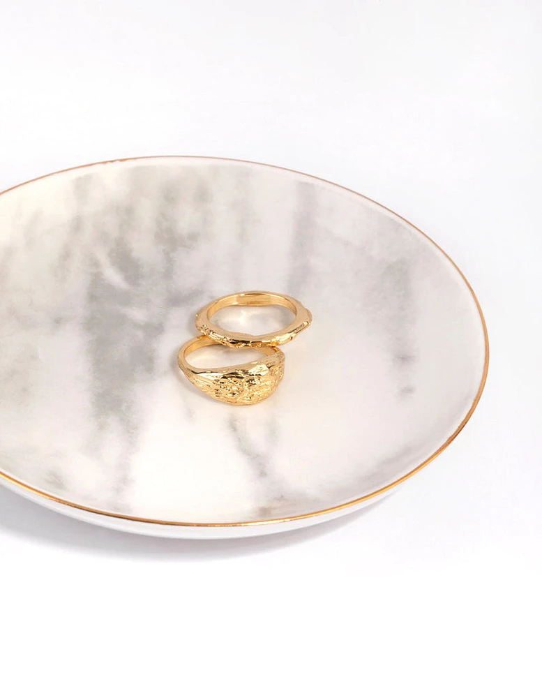 Round Gold Trim Ceramic Trinket Tray