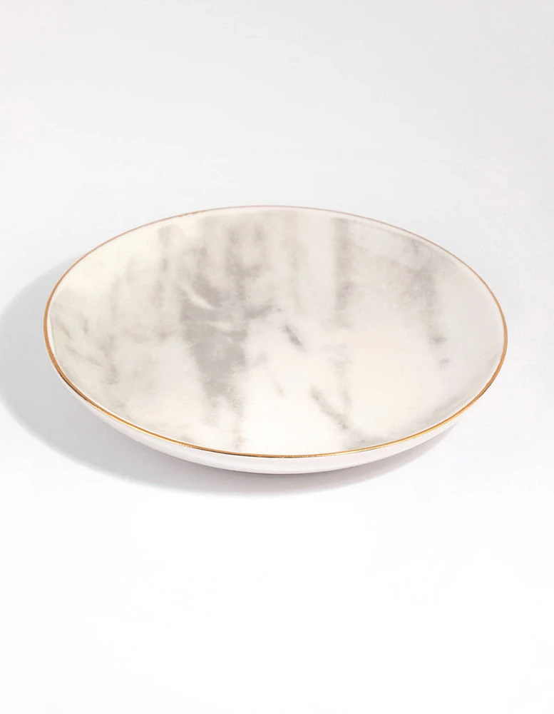 Round Gold Trim Ceramic Trinket Tray