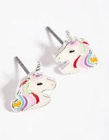 Silver Unicorn Stud Earrings