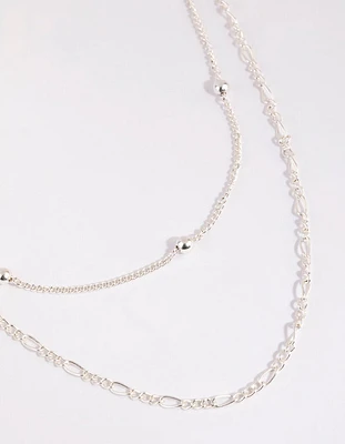 Silver Figaro Layered Necklace