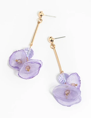 Purple Flower Drop Earrings