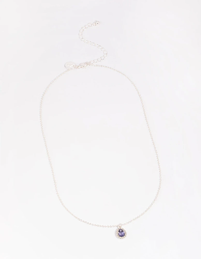 Silver Pear-Shaped Diamante Necklace