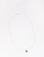 Silver Pear-Shaped Diamante Necklace