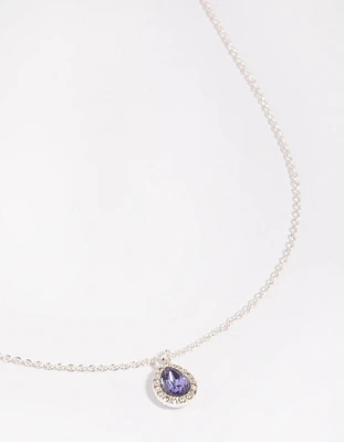 Silver Pear-Shaped Diamante Necklace