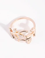 Rose Gold Pink Enamel Butterfly Ring