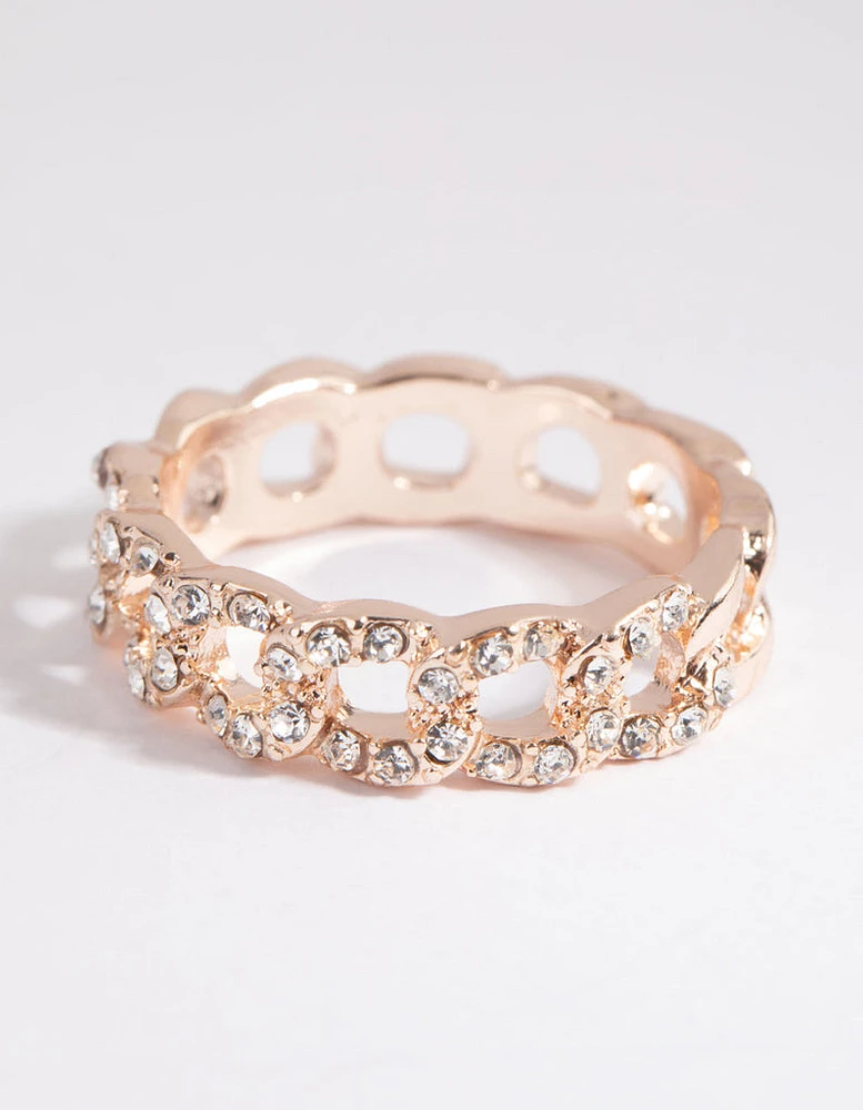 Rose Gold Diamante Link Ring