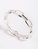 Silver Skinny Rectangle Link Ring