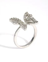 Rhodium Cubic Zirconia Butterfly Ring