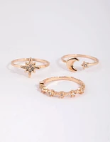 Gold Celestial Star Ring Stack