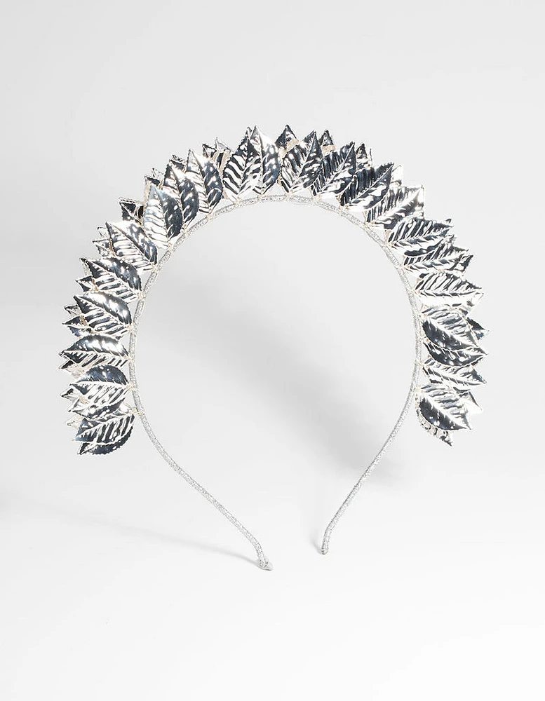 Silver Fanned Leaf Alice Band