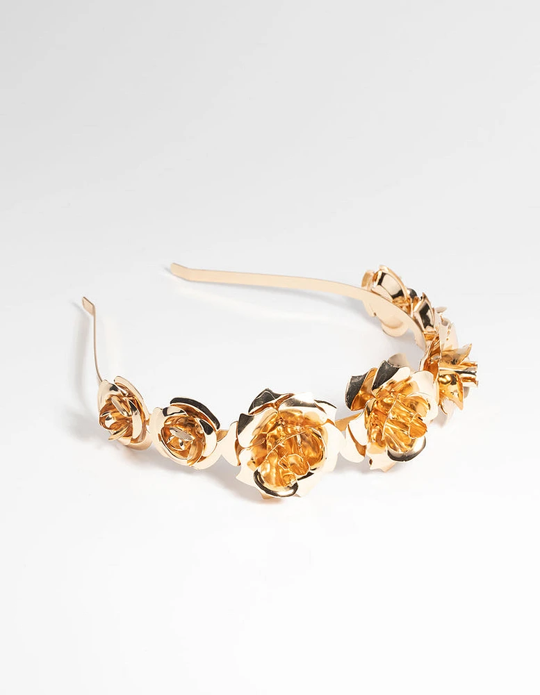 Gold Flower Alice Band