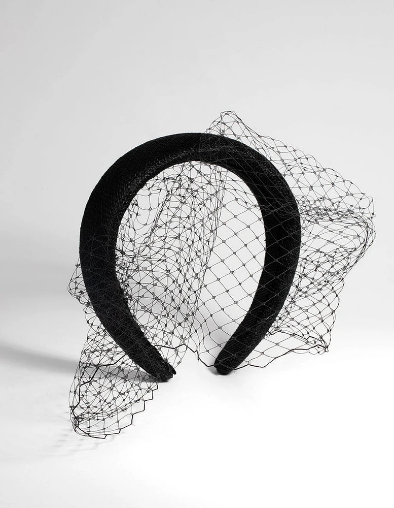 Black Mesh Veil Alice Band