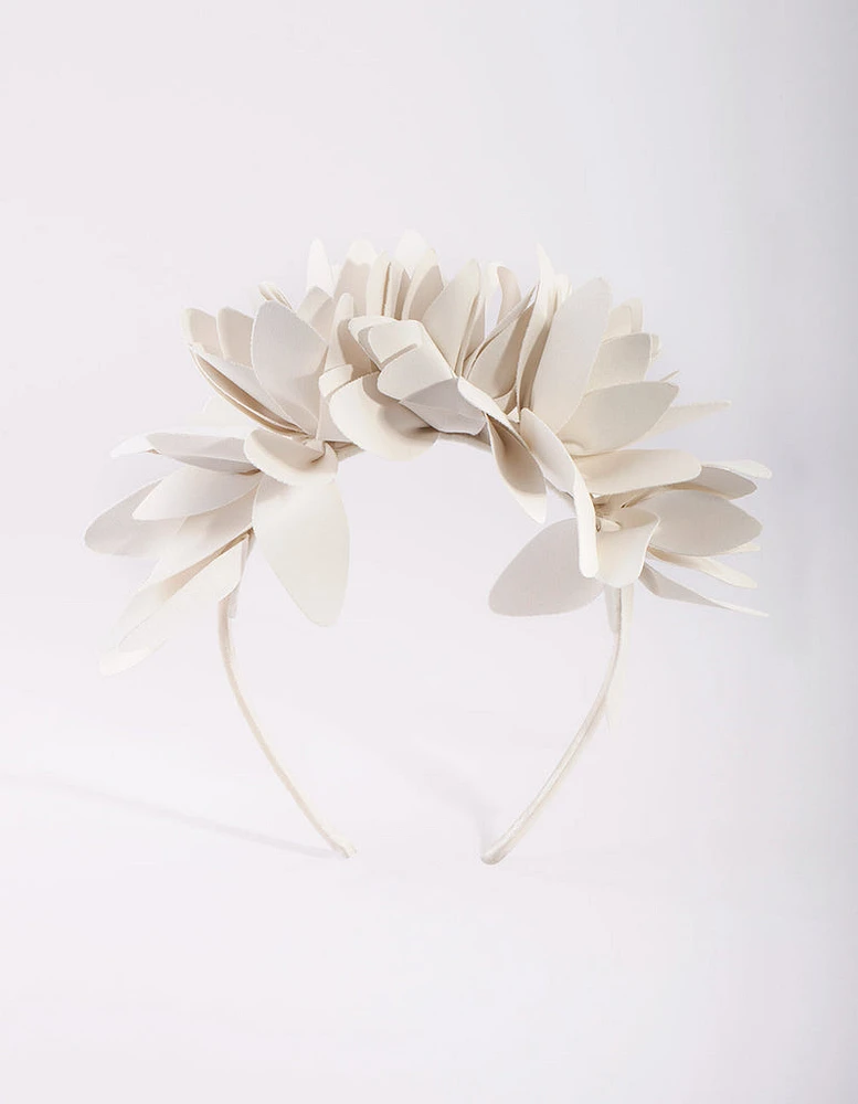 White Petal PU Leather Headband