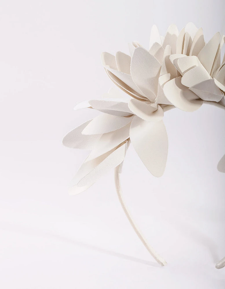 White Petal PU Leather Headband