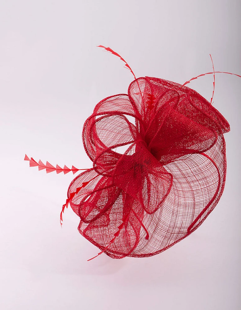 Triangular Red Feather Fascinator