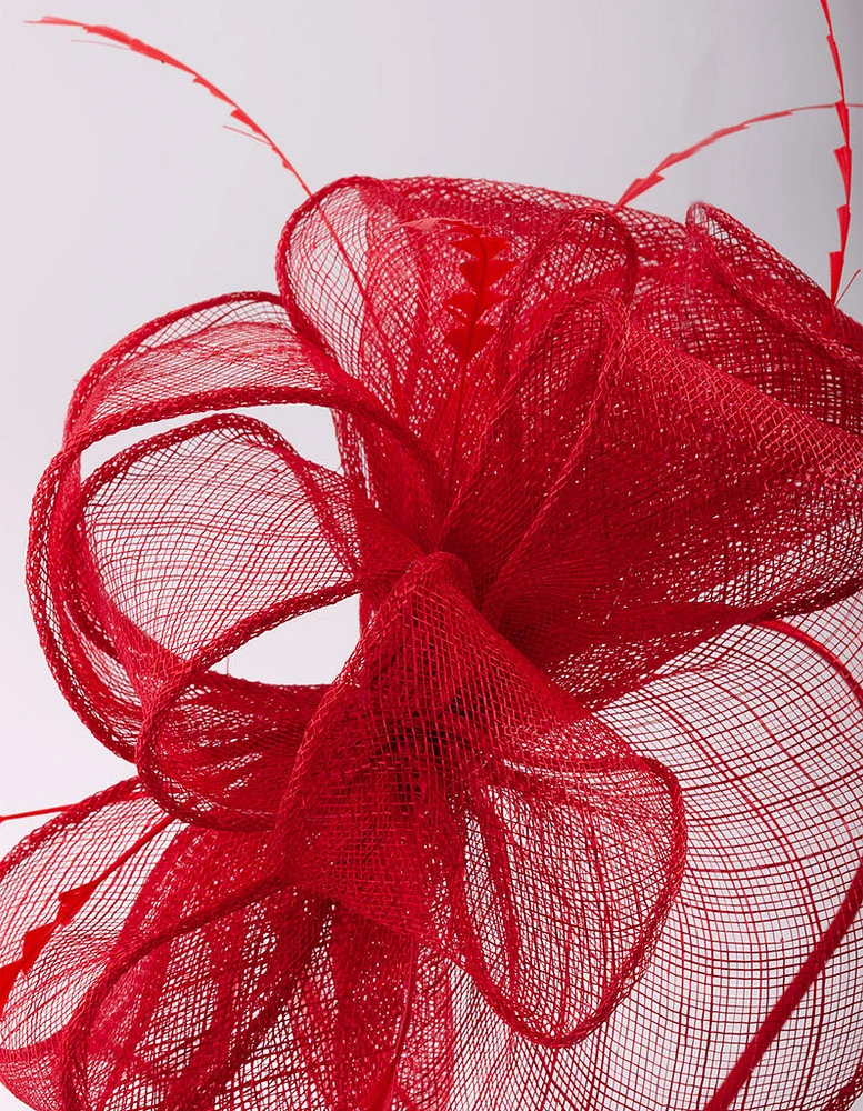 Triangular Red Feather Fascinator