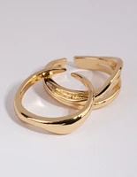 Gold Plated Adjustable Wave Ring Pack