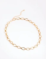 Gold Twist & Plain Chain Necklace