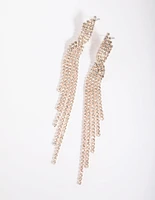 Rose Gold Diamante Twisted Drop Earrings