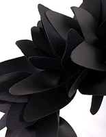 Black Statement Petal PU Leather Headband