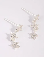 Sterling Silver Triple Star Drop Earrings